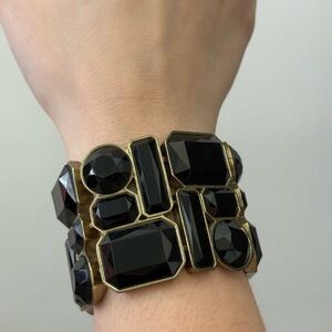 🖤 Chunky Black Gem Statement Cuff Bracelet